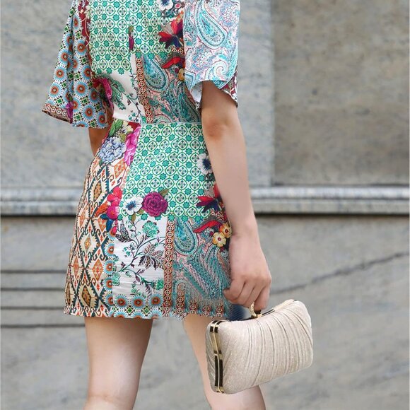 Women Pleated Glitter Evening Clutch Purse with Rhinestone Strap for Party - Picture 4 of 7